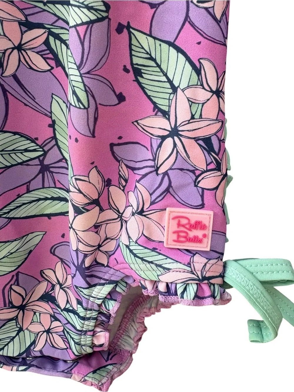 Ruffle Butts Purple Floral Long-Sleeve One-Piece Rashguard